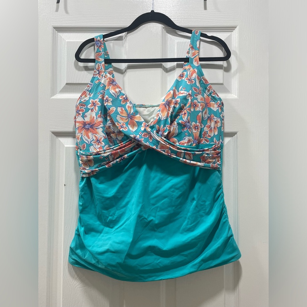 Lands End Underwire Wrap Tankini Swimsuit Top